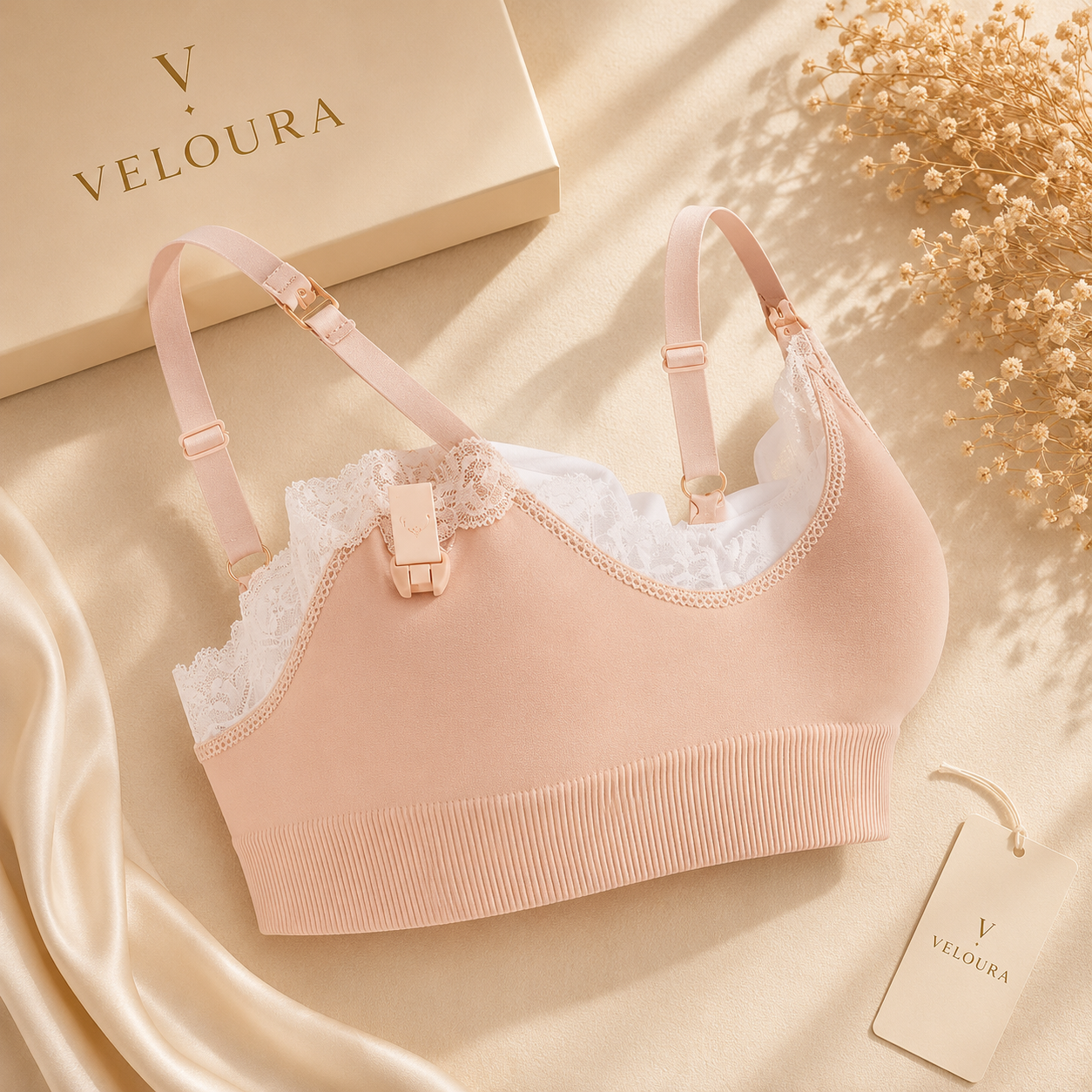 Veloura Lace-Trim Ribbed Bralette