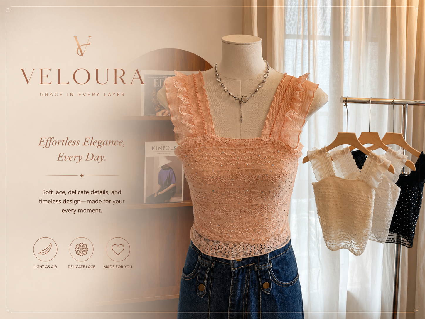Veloura Lace Ruffle Top