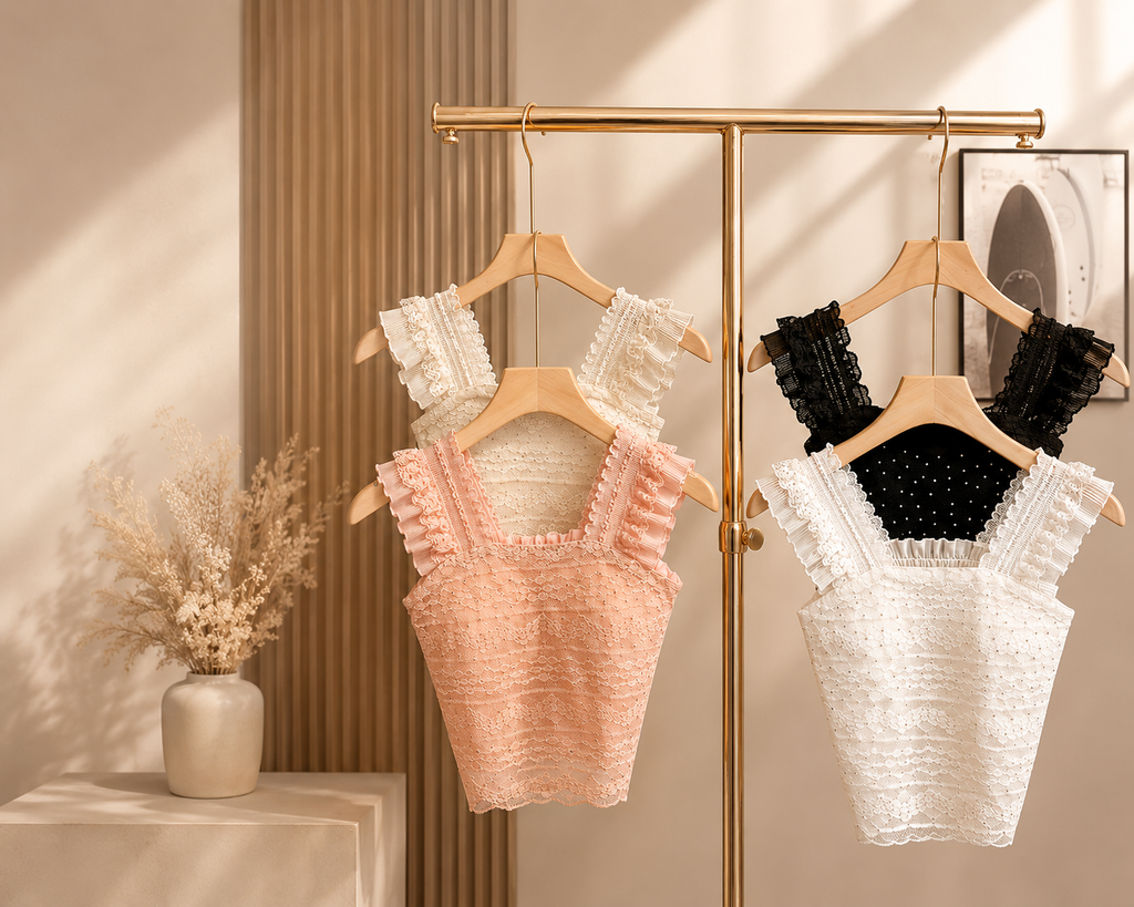 Veloura Lace Ruffle Top