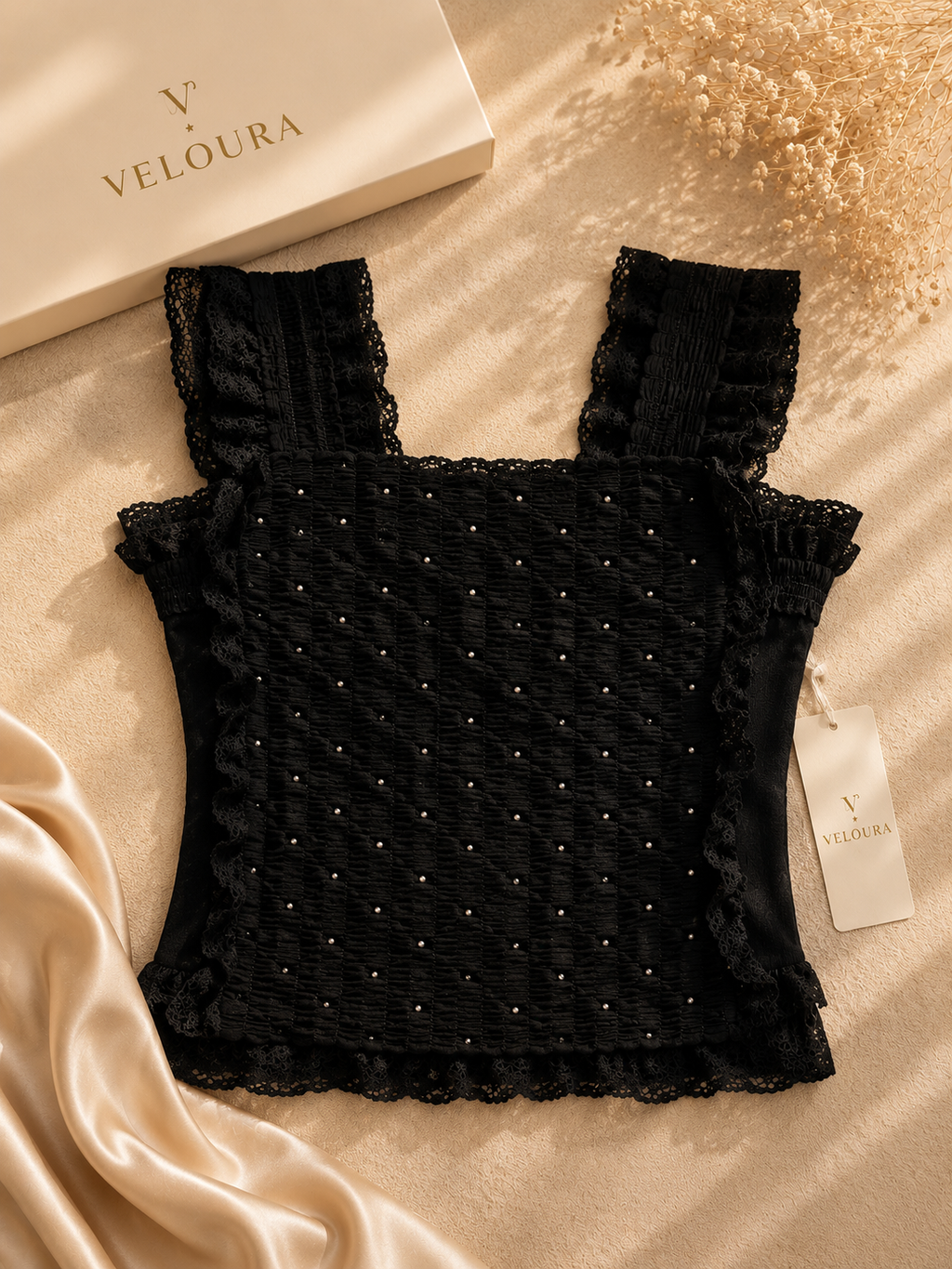Veloura Lace Ruffle Top