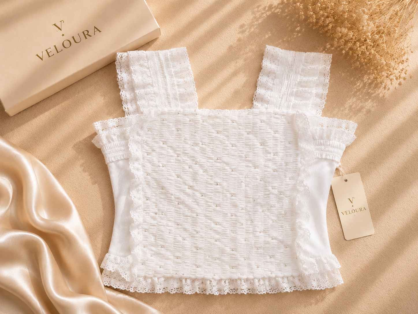 Veloura Lace Ruffle Top