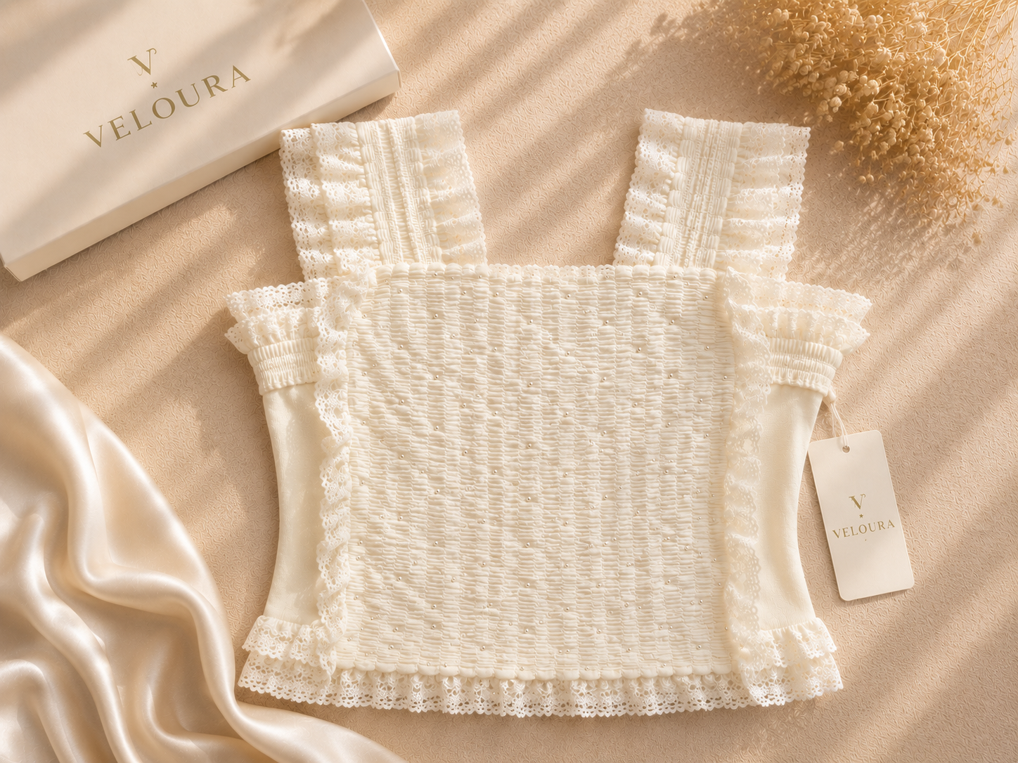 Veloura Lace Ruffle Top