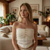 Strapless Corset Top for Women | Smocked Tube Top with Mesh Trim