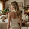 Strapless Corset Top for Women | Smocked Tube Top with Mesh Trim