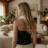 Strapless Corset Top for Women | Smocked Tube Top with Mesh Trim