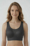Ribbed Seamless Bralette for Women | Wireless Pull-On Comfort Bra with Wide Straps