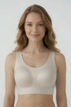 Ribbed Seamless Bralette for Women | Wireless Pull-On Comfort Bra with Wide Straps