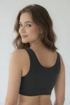 Ribbed Seamless Bralette for Women | Wireless Pull-On Comfort Bra with Wide Straps