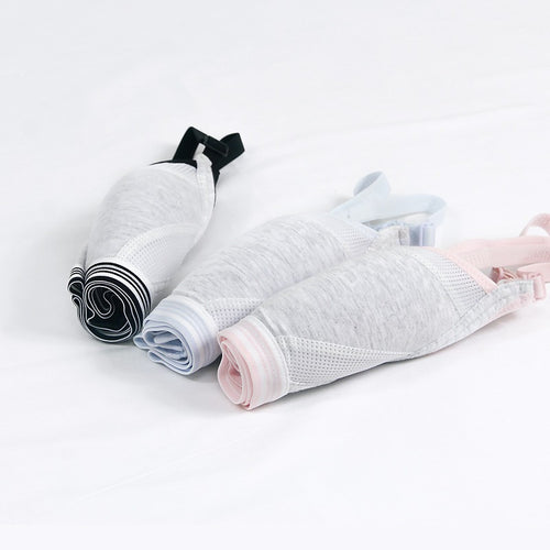 Soft Cotton Wire-Free Training Bra | Grey & Pink | Adjustable Straps