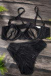 Flame Print Lace Underwire Bra & Panty Set – Balconette Lingerie Set