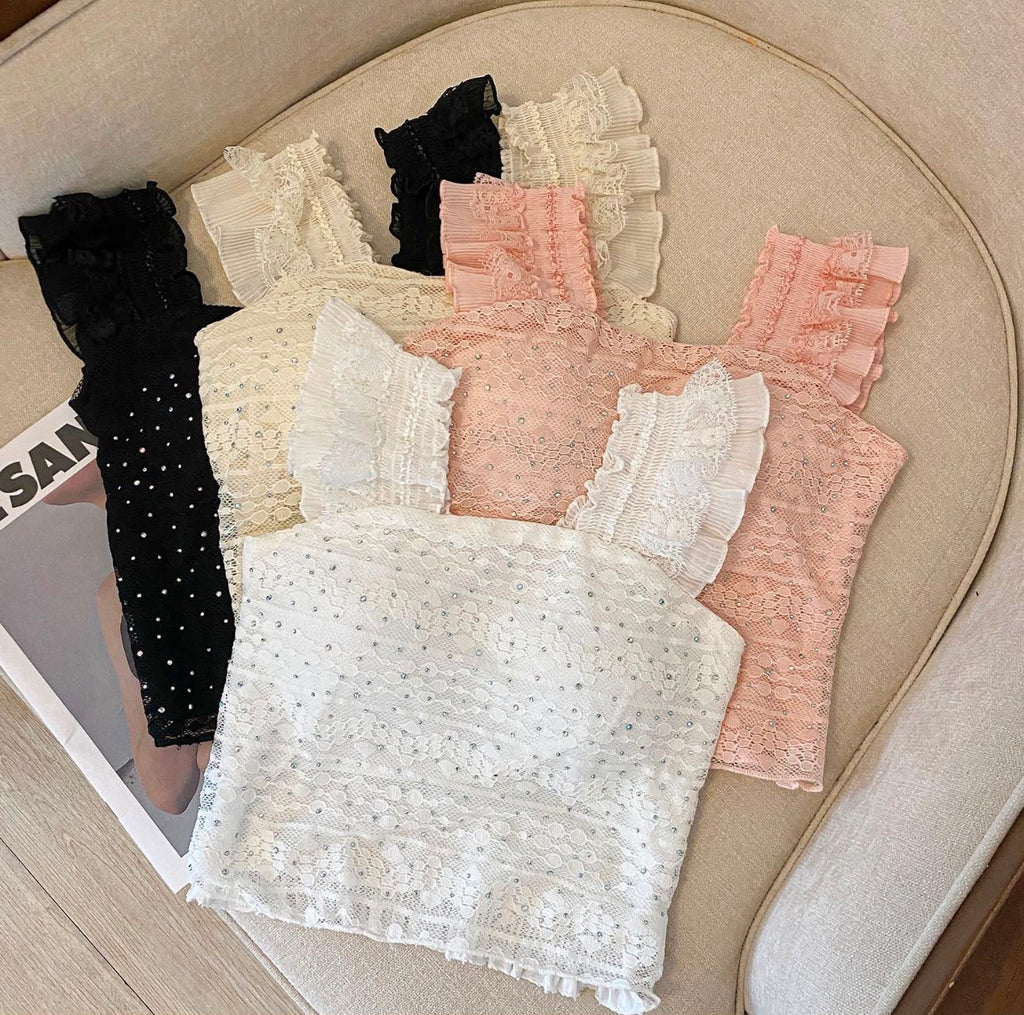 Veloura Lace Ruffle Top